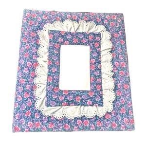 Vintage Floral Fabric and Lace trim 8" x 10" photo Album Padded Cottagecore